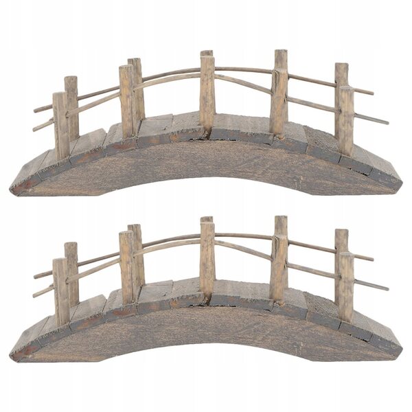 Set 2 Mini Ponti in Legno ad Arco per Giardini Miniatura e Case delle Bambole
