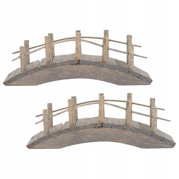 Set 2 Mini Ponti in Legno ad Arco per Giardini Miniatura e Case delle Bambole