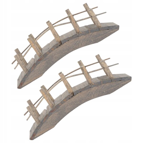 Set 2 Mini Ponti in Legno ad Arco per Giardini Miniatura e Case delle Bambole