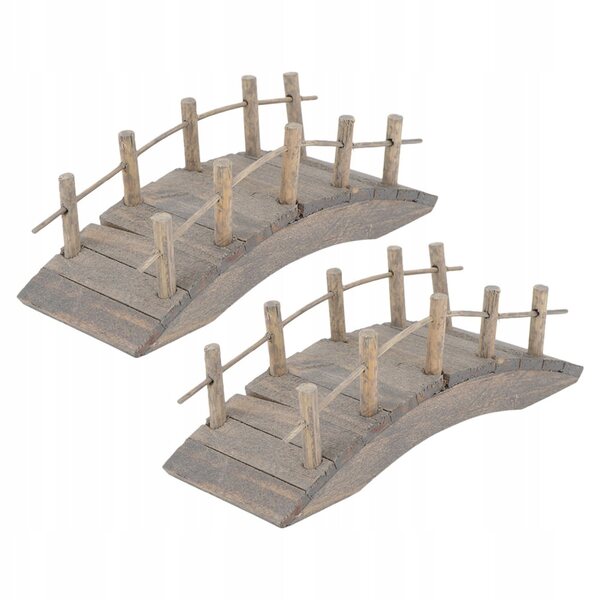 Set 2 Mini Ponti in Legno ad Arco per Giardini Miniatura e Case delle Bambole