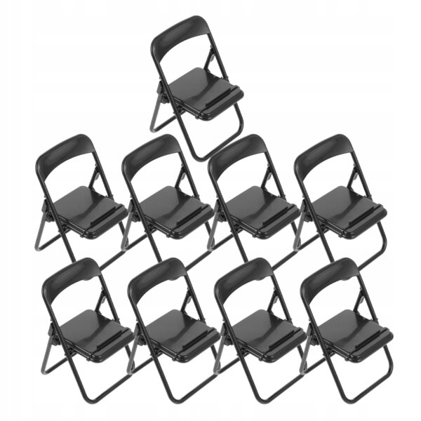 Lot de 9 Mini Chaises Pliantes Modèle Multifonctionnel Noir pour Smartphone
