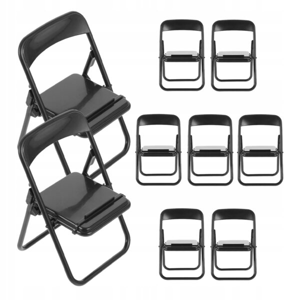 Lot de 9 Mini Chaises Pliantes Modèle Multifonctionnel Noir pour Smartphone