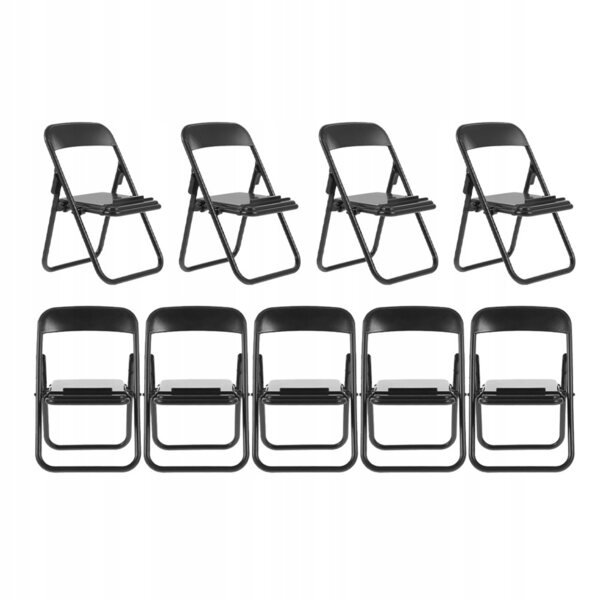 Lot de 9 Mini Chaises Pliantes Modèle Multifonctionnel Noir pour Smartphone