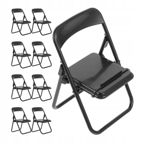 Lot de 9 Mini Chaises Pliantes Modèle Multifonctionnel Noir pour Smartphone