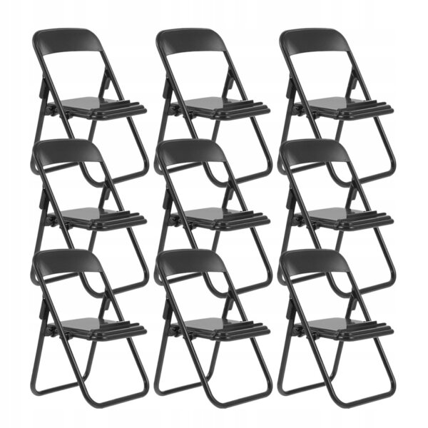 Lot de 9 Mini Chaises Pliantes Modèle Multifonctionnel Noir pour Smartphone