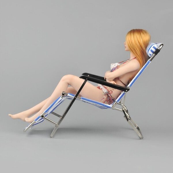 Mini sedia pieghevole da spiaggia in scala 1:6 per bambole e action figure