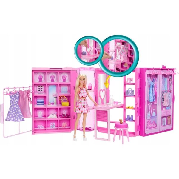 BARBIE SZAFA MARZEŃ ZESTAW ZABAWY LALKA UBRANKA AKCESORIA 25 ELEM