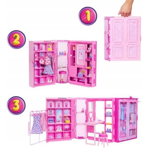 BARBIE SZAFA MARZEŃ ZESTAW ZABAWY LALKA UBRANKA AKCESORIA 25 ELEM