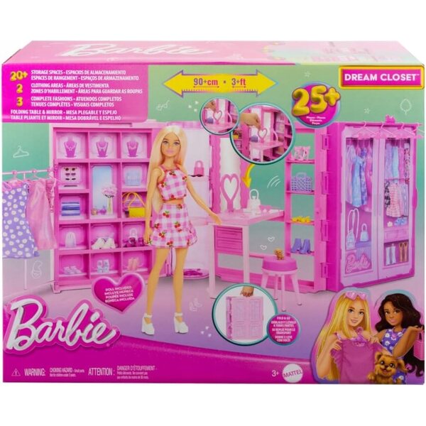 BARBIE SZAFA MARZEŃ ZESTAW ZABAWY LALKA UBRANKA AKCESORIA 25 ELEM