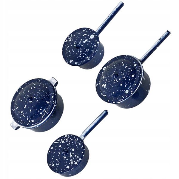 Lot de 4 pots miniatures en métal bleu pour maisons de poupées - Creative Games