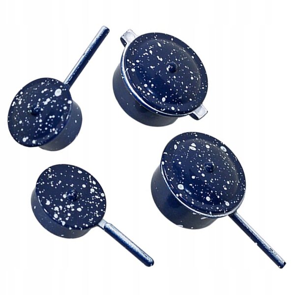 Lot de 4 pots miniatures en métal bleu pour maisons de poupées - Creative Games