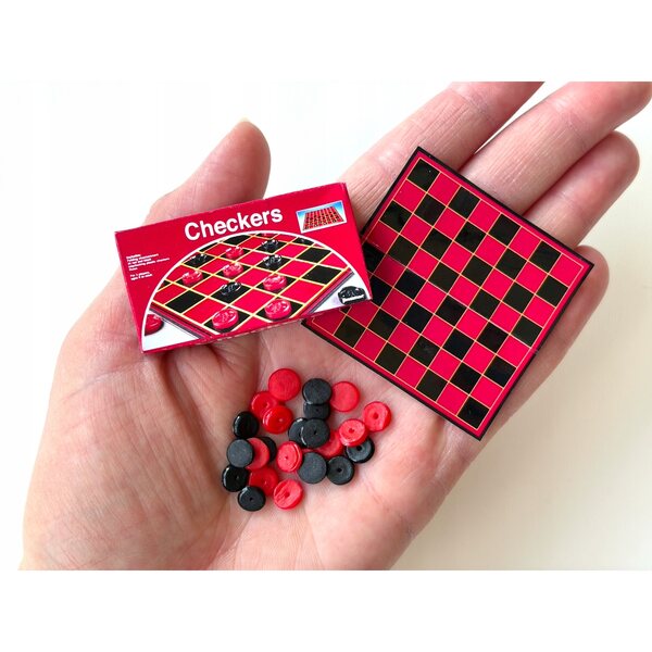 Miniatura gioco di dama per bambole fino a 30 cm con accessori per casetta