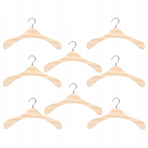 8 elegante Mini-Kleiderbügel aus beigem Holz für Puppenkleidung und Kleiderschrank-Organizer