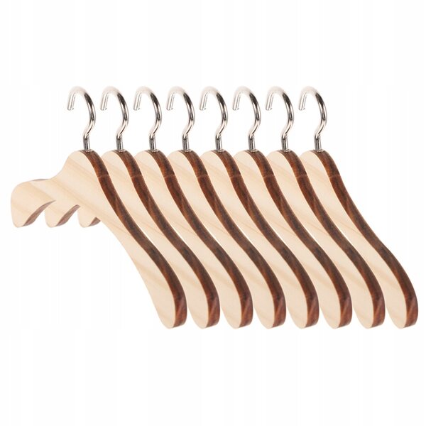 8 elegante Mini-Kleiderbügel aus beigem Holz für Puppenkleidung und Kleiderschrank-Organizer