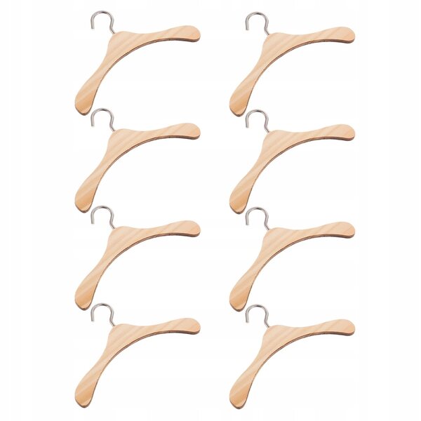 8 elegante Mini-Kleiderbügel aus beigem Holz für Puppenkleidung und Kleiderschrank-Organizer