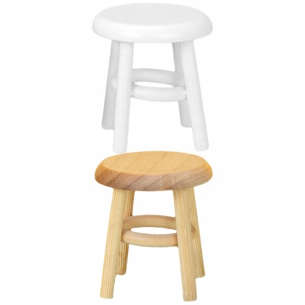 Bunte Mini-Holzhocker für Puppenhaus, 2er-Set