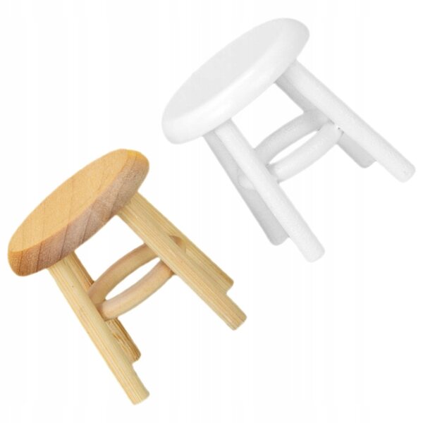 Bunte Mini-Holzhocker für Puppenhaus, 2er-Set