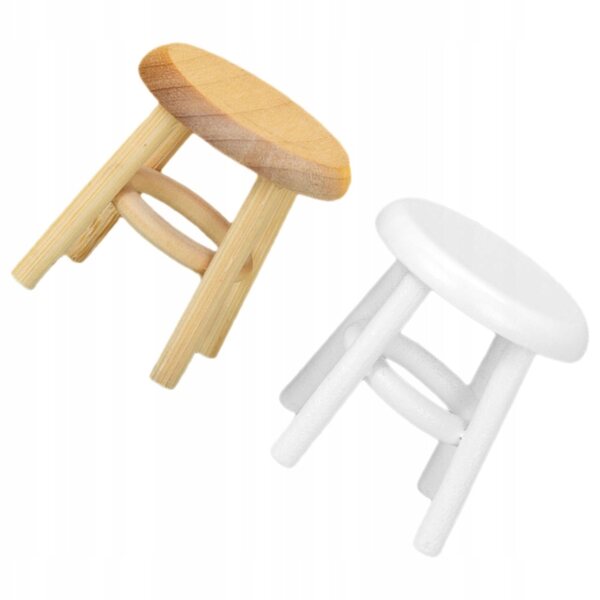 Bunte Mini-Holzhocker für Puppenhaus, 2er-Set