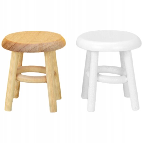 Bunte Mini-Holzhocker für Puppenhaus, 2er-Set