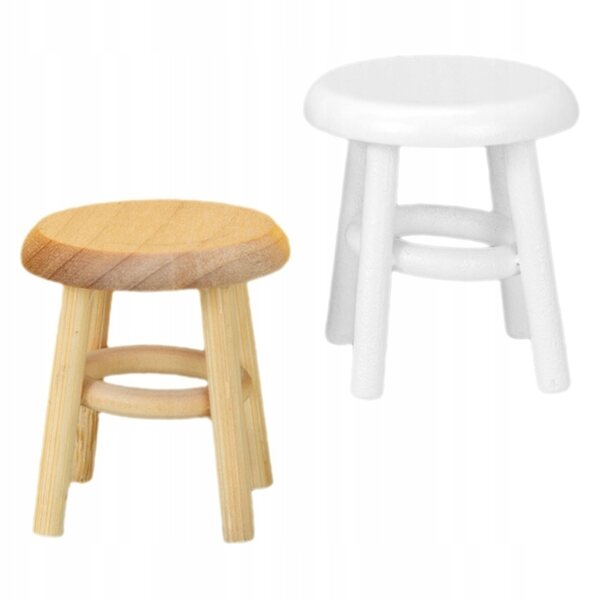 Bunte Mini-Holzhocker für Puppenhaus, 2er-Set