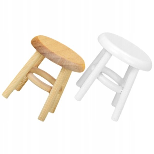 Bunte Mini-Holzhocker für Puppenhaus, 2er-Set