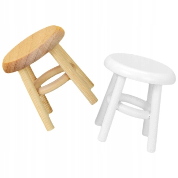 Bunte Mini-Holzhocker für Puppenhaus, 2er-Set