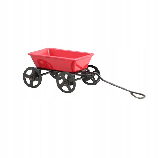 Mini Carrello Rosso Decorativo in Metallo per Casa e Giardino 3,5x2x2 cm