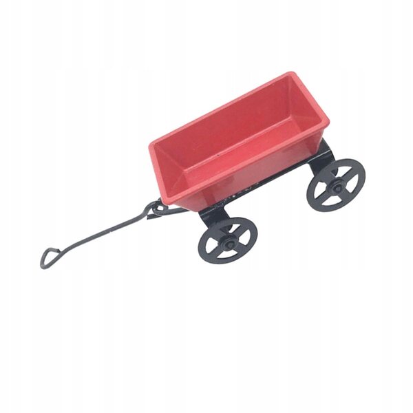 Mini Carrello Rosso Decorativo in Metallo per Casa e Giardino 3,5x2x2 cm