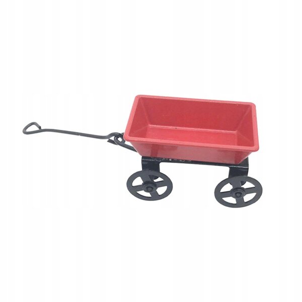 Mini Carrello Rosso Decorativo in Metallo per Casa e Giardino 3,5x2x2 cm