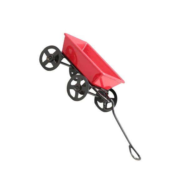 Mini Carrello Rosso Decorativo in Metallo per Casa e Giardino 3,5x2x2 cm