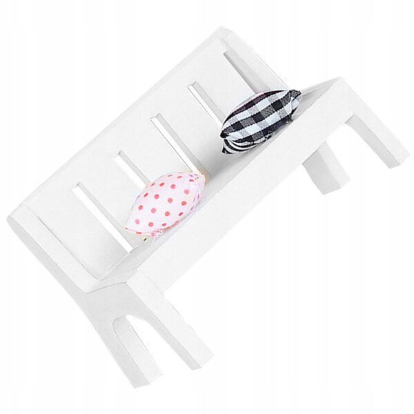 Mini panca decorativa in legno bianco per casa delle bambole e fotografia