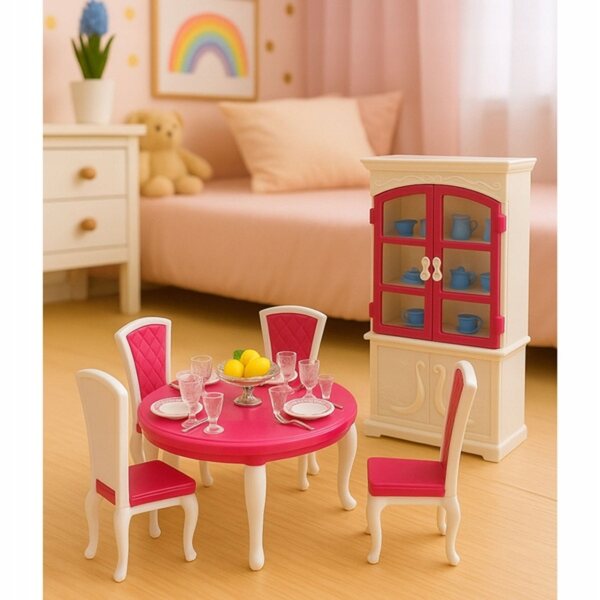 Esszimmer-Spielset mit Tisch und Stühlen für Kinder und Puppen