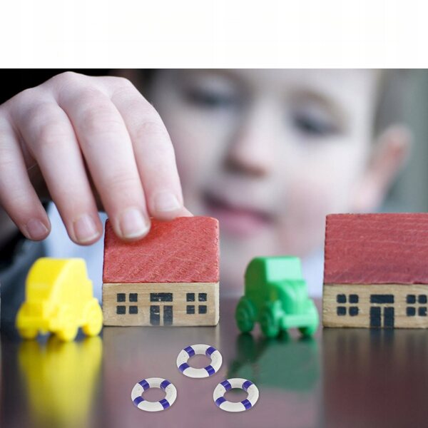 Set 6 Miniature Anelli Salvagente in Legno Decorazioni Marine Multicolore