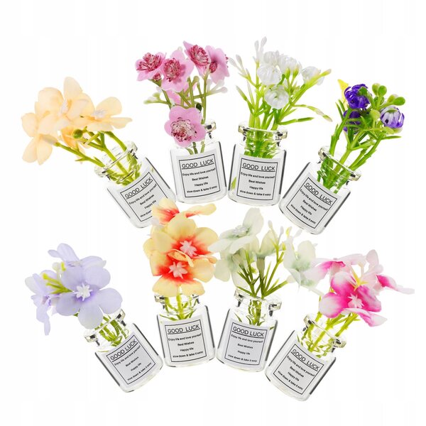 Miniatur-Bonsai-Pflanzen im Acryltopf, 8-teiliges Set für Puppenhäuser