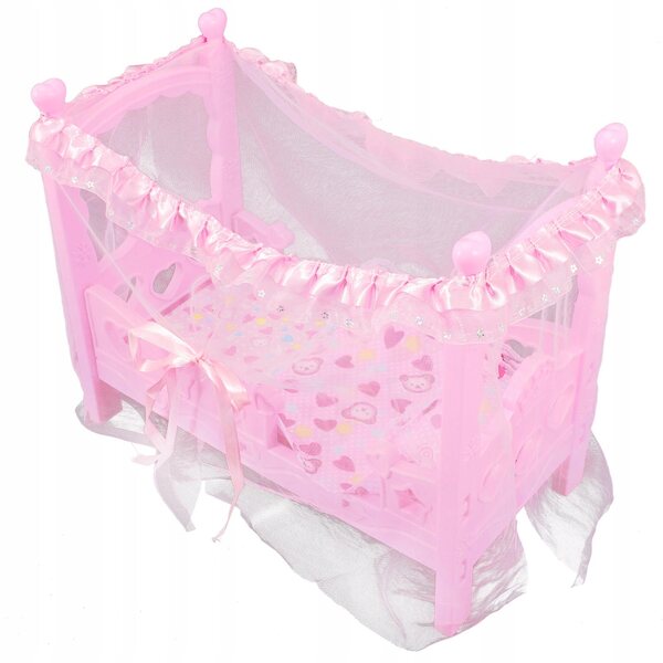 Miniatura letto per bambole rosa in materiale durevole, decorazione per cameretta