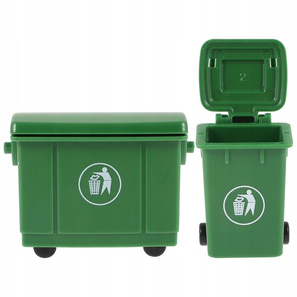 Mini cestini verdi decorativi in plastica per case e tavoli da gioco, set da 2