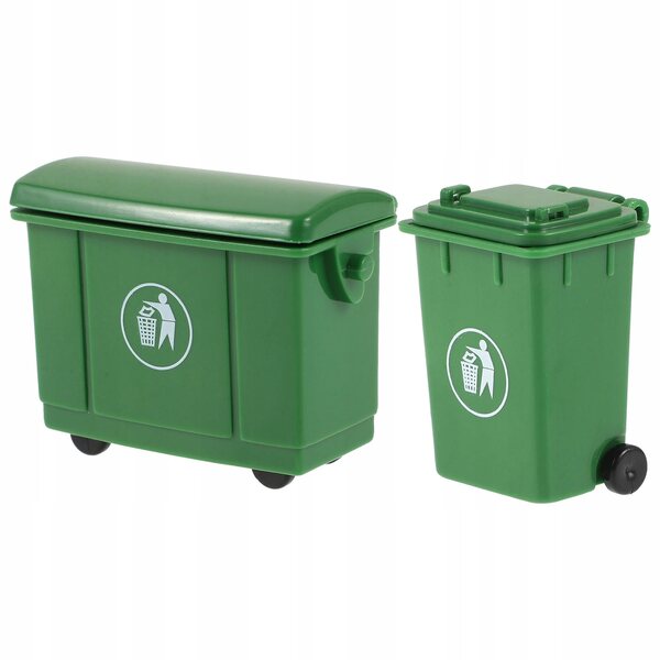 Mini cestini verdi decorativi in plastica per case e tavoli da gioco, set da 2