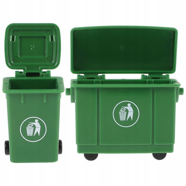 Mini cestini verdi decorativi in plastica per case e tavoli da gioco, set da 2