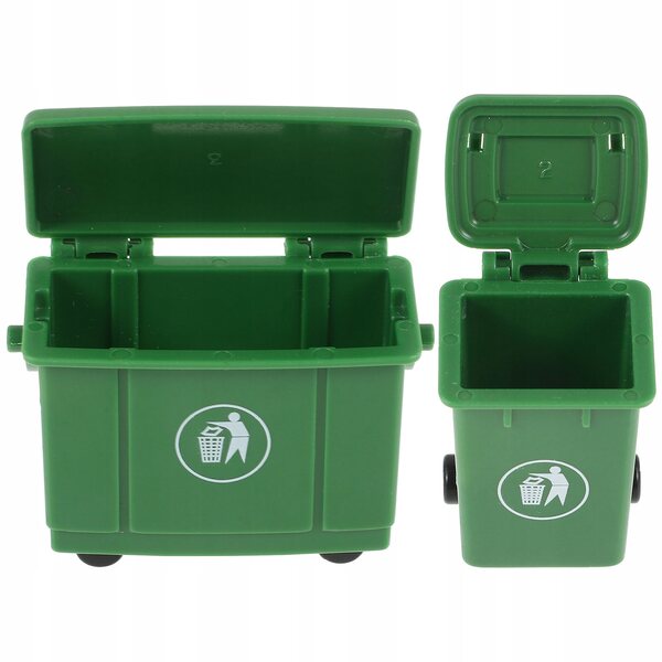 Mini cestini verdi decorativi in plastica per case e tavoli da gioco, set da 2
