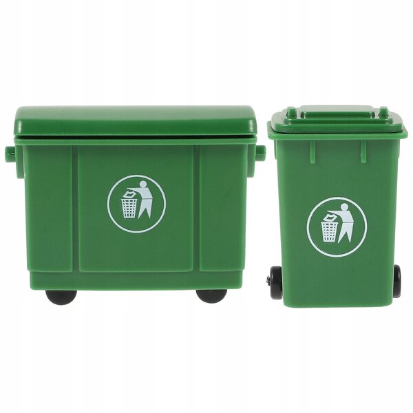 Mini cestini verdi decorativi in plastica per case e tavoli da gioco, set da 2