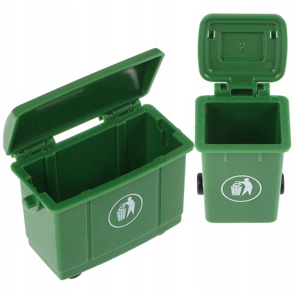 Mini cestini verdi decorativi in plastica per case e tavoli da gioco, set da 2
