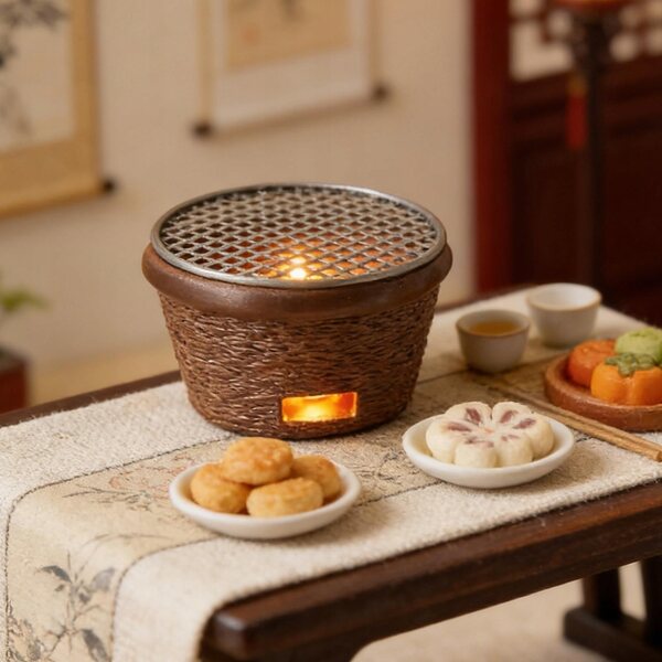 Mini Cucina con Luce per Casa delle Bambole in Resina - Stile Tradizionale