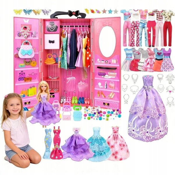 Komplettes Puppenkostümset mit formeller Kleidung, Accessoires und Tasche