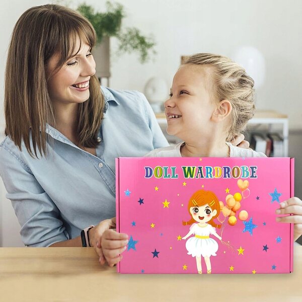 Komplettes Puppenkostümset mit formeller Kleidung, Accessoires und Tasche