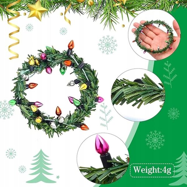 Girlanda natalizia con 8 mini corone per casa delle bambole e decorazioni festive
