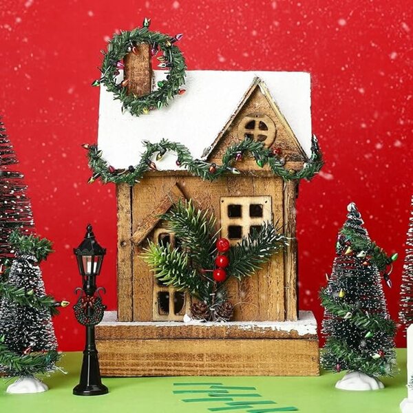 Girlanda natalizia con 8 mini corone per casa delle bambole e decorazioni festive