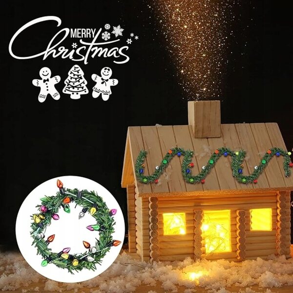 Girlanda natalizia con 8 mini corone per casa delle bambole e decorazioni festive