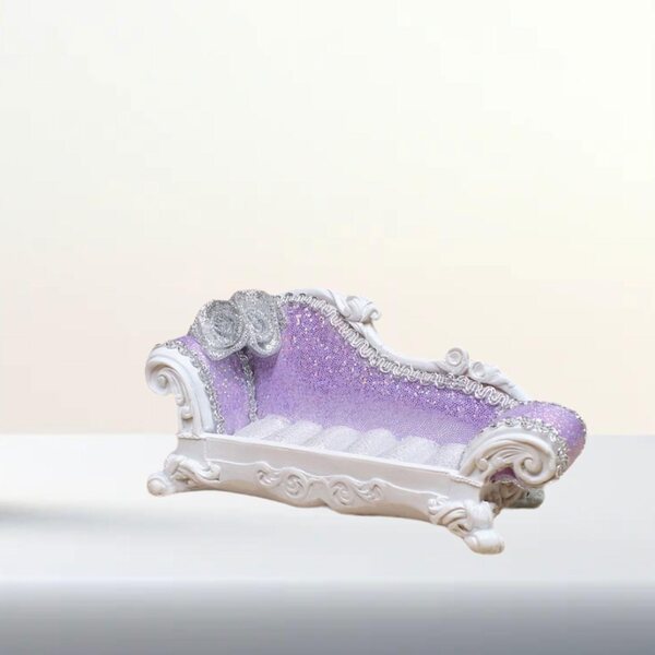 Sofa Miniatura 1:12 per Casa delle Bambole con Schienale Viola 14x8x5cm