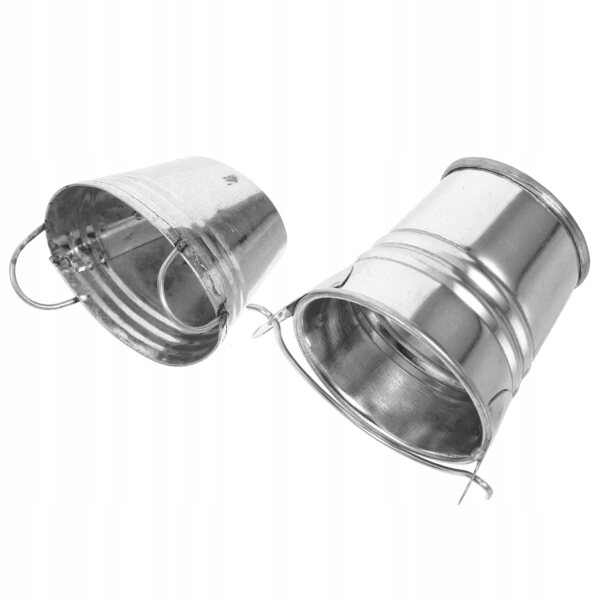 Set 2 Mini Secchielli in Metallo Argento per Casa delle Bambole e Decorazioni