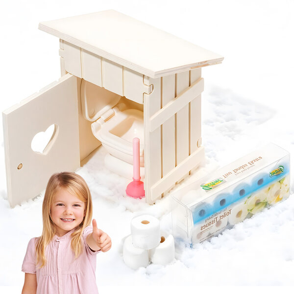Miniatura toilette in legno retro 1:12 set completo per gioco e decorazioni